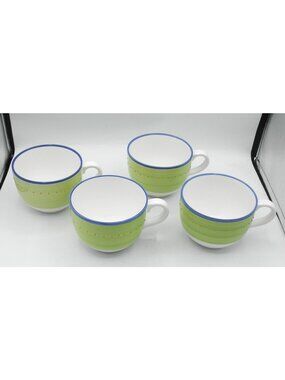 VTG Pier 1 Germany Hand-Painted Jumbo Mug 24 Ounce Capacity Set of 4 Raised Dots